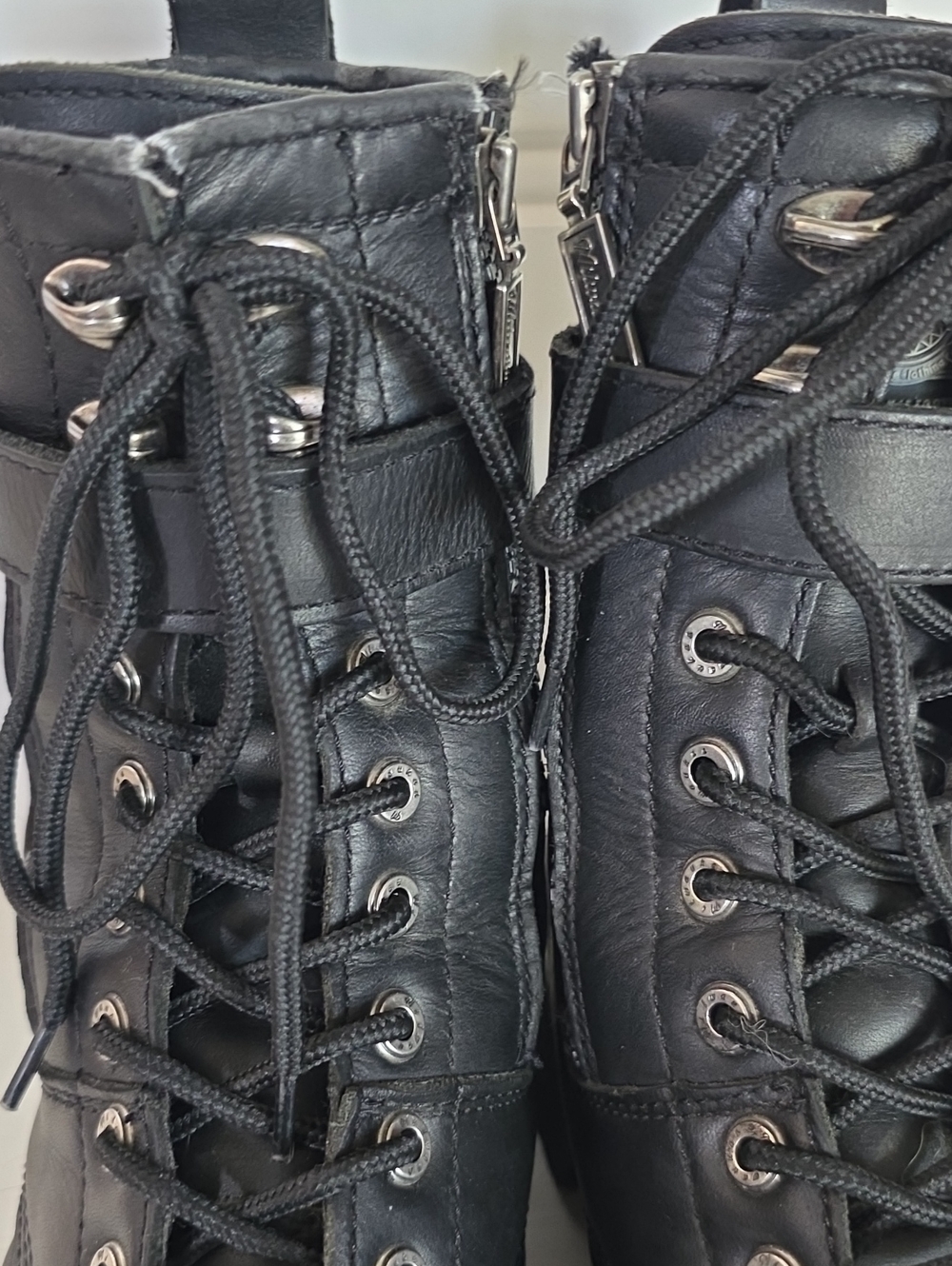 Milwaukee Trooper Black Leather Lace Up Buckle Motorcycle Biker Boots Mens 8.5D - Picture 4 of 16